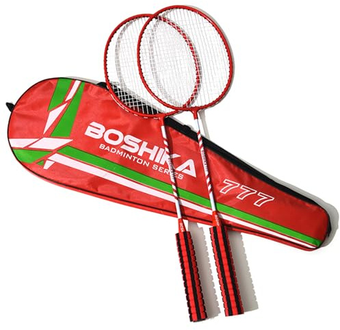 VwyuEgg Badmintonracketset, 2 professionella lätta badmintonracketar, lätta badmintonracketar, lämpligt för träning med bärväska (röd)