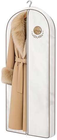 MISSLO 60 Cotton Dress Bag Covers for Women Travel, Breathable Long Garment Bag, Luxury Dress Carrier Hanging Clothes Covers Protector Bags for Fur Coat, Jacket, Suit