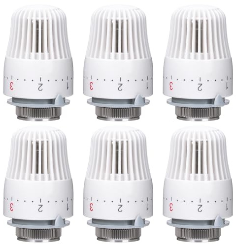 Valve Technik Thermostatkopf Heizkörperventil für Gewinde M30x1.5 Thermostat Heizung, Thermostat-Kopf Ersatzkopf Heizungsthermostat Heizkörperthermostat für Zuhause Büro (6 Stück)