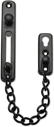 Cadena de seguridad para puerta，Limitador， Cerradura de cadena for puerta interior acero inoxidable 304, color negro