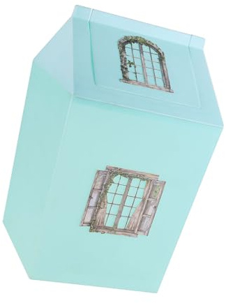 Cubo de basura con tapa oscilante con estampado floral, ahorro de espacio para cocina, baño, cubo cuadrado con almacenamiento