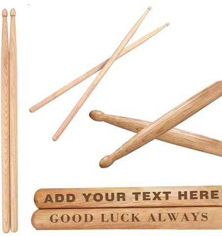 Baquetas personalizadas grabadas a medida de arce 5A con texto de nombre, baquetas de madera duraderas para bateristas, músicos, hombres, novio, marido