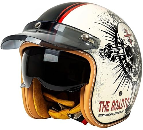 Öppen Motorcykelhjälm - Scootermotorcykel Crash Jet-Hjälm För Män Och Kvinnor Med Solskydd - ECE 22.06-Godkända Motorcykelhjälmar 6,M/(54~56cm)