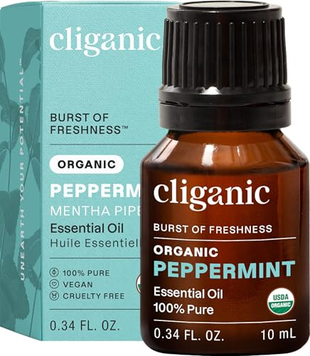Cliganic Organic Peppermint Essential Oil, 100% Pure Natural Undiluted, for Aromatherapy | Non-GMO Verified