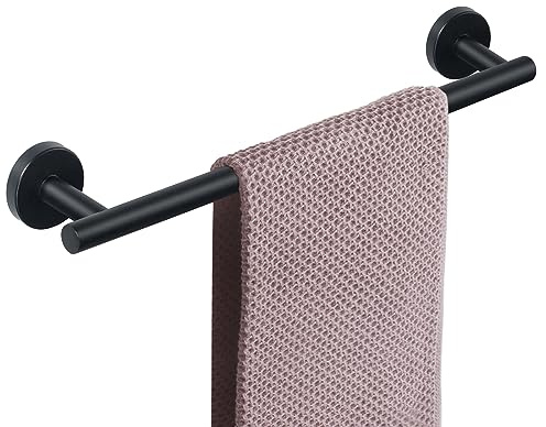 NearMoon Bath Towel Bar, Thicken Stainless Steel Shower Towel Rack Holder Wall Mounted for Bathroom,18-lnch Overall Length-16-lnch Usable Hanging Space (1 Pack, Matte Black)