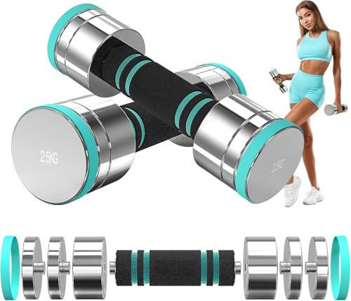 Dripex Steel Adjustable Dumbbells Set 2.5kg 5kg 7.5kg 10kg 15kg 25kg Dumbbells Pair Hand Weights with Foam Handle for Men Women Home Gym Fitness Dumbbell Training