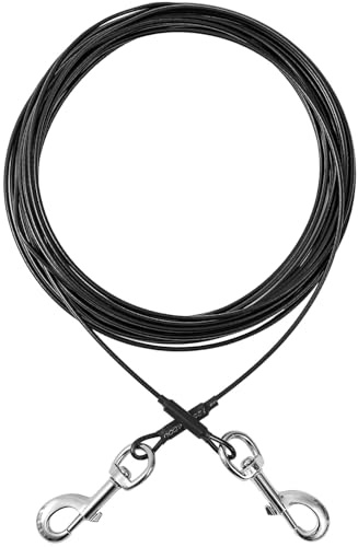 Mi Metty Dog Tie Out Cable,50ft Dog Run Cable,Tie-Out Cable for Small Dogs Up to 60 lbs,Dogs Leash Tether for Yard,Camping and Outside