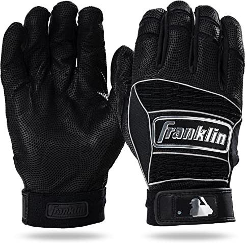 Franklin Sports MLB Neo Classic II Batting Gloves, Unisex Adult, Black/Silver Chrome (Black/Silver Chrome), L