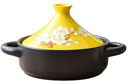 WYBZDA Traditional Moroccan Tagine Pot for Cooking, Ceramic Casserole Dish Tajine Pot with 2 Handles and Lid Soup Pot Slow Cooker