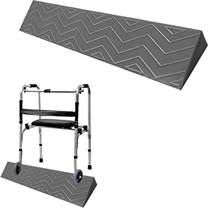 TRUNXUCL Threshold Ramps, Wheelchair Ramp Non-Slip, for Doorways, Stairs, Steps, Curbside and Mobility Scooters, Gray, Length: 100cm/39.4in (Color : Grigio, Size : 5cm)
