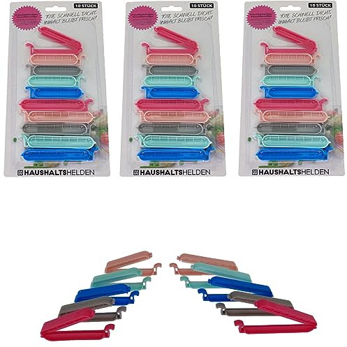MC-Trend 10 Stück Frischhalte Verschlussclips bunt sortiert Pastell 5xkleine Clips 5xgroße Clips Kunststoff Tüte schnell dicht Inhalt bleibt frisch Verschlussklemmen luftdicht Aroma Frische(10)
