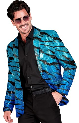 W WIDMANN MILANO Party Fashion - Chaqueta de lentejuelas para hombre, blazer disco de los años 70, chaqueta de traje para festivales y carnaval