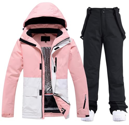 HOTIAN Giacca e Pantaloni da Sci da Donna,2 pezzi, set da sci da donna,impermeabile,antivento,invernale,caldo,sci, neve,set da snowboard