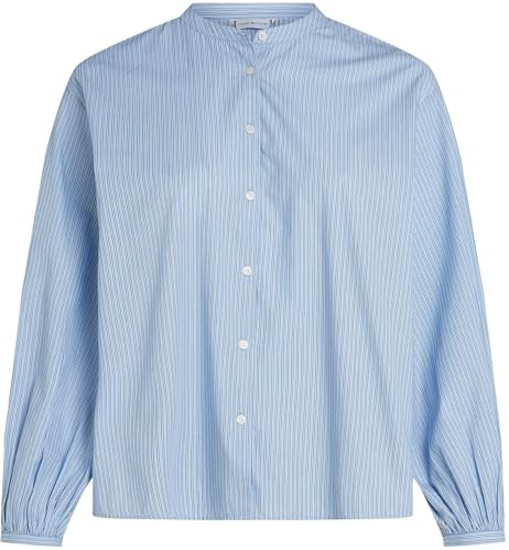 Tommy Hilfiger Blusa Mujer V-Neck Balloon Blouse con Cuello de Pico, Azul (Ivy STP/Vessel Blue), 50