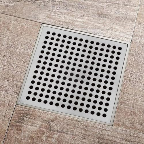 Cubierta cuadrada para colador de drenaje, cubiertas de drenaje de acero inoxidable a prueba de óxido, cubierta de filtro de drenaje de ducha, rejilla de drenaje de suelo, red de drenaje de suelo (9,8