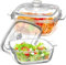 2 Pack Glass Casserole Dish with Lid, Square Baking Dish with Handle Borosilicate Glass Serving Bowl for Oven Kitchen Home Party Cooking, Dishwasher Oven Safe (0.8L + 1.5L)