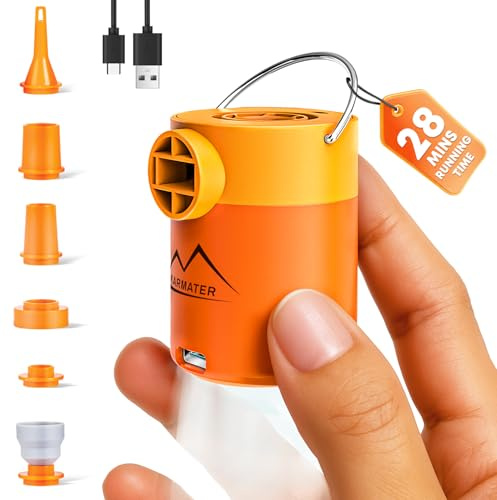 MKARMATER 1.69oz Ultra-Mini Portable Air Pump for Pool Floats & Air Mattress, Quick Wireless Inflator & Deflator for Vacuum Storage Bags, Tiny Rechargeable Electric Pump for Camping