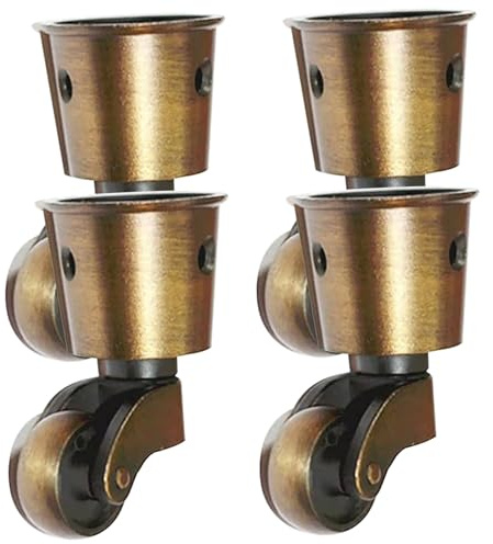 4PCS Heavy Duty 360° Swivel Metal Caster Wheels 90 kg Load Capacity, Replacement Casters for Sofa, Chair, Coffee Table, Cabinet & Office Furniture, Bronze Color