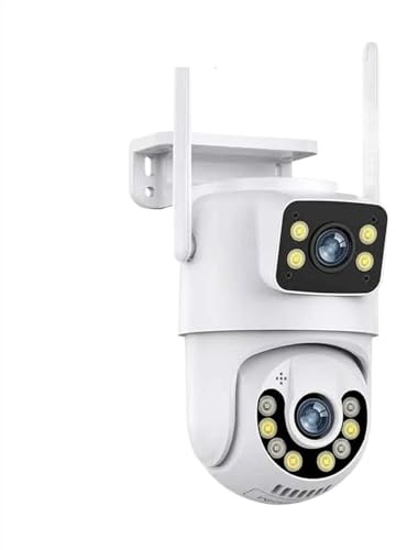 Videocamera Sorveglianza, Telecamera IP di sicurezza wireless esterna 4K 8MP HD Telecamera PTZ Wi-Fi esterna con doppio obiettivo Telecamera di sorveglianza stradale con tracciamento automatico(8MP Ad