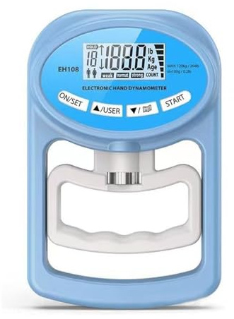 Dinamómetro, Probador de fuerza de agarre, dinamómetro de mano Digital de 265Lbs/120Kg, medidor de fuerza de agarre, pantalla LCD USB, agarre de mano for entrenamiento deportivo de potencia(Blauw)