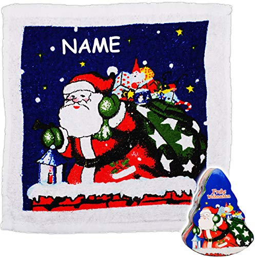 alles-meine.de GmbH 4 Stück magische Waschlappen/Handtücher - Zauberwaschlappen - Weihnachten - inkl. Name - Frottee aus 100% Baumwolle - Magic Towel - Waschfleck - Waschtuc..