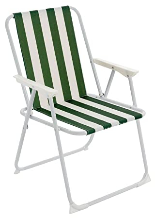 Harbour Housewares Klapper Metall Beach Stuhl - Grüner Streifen