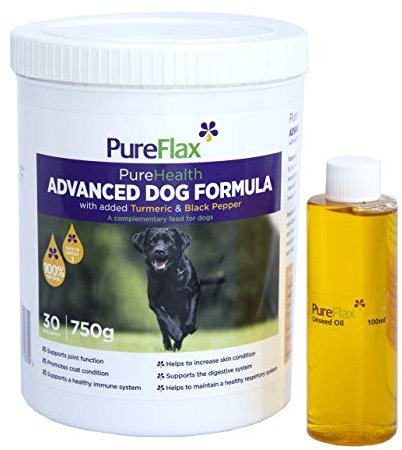 Pureflax Fortschrittliche Hundeformel mit zusätzlichem Kurkuma.