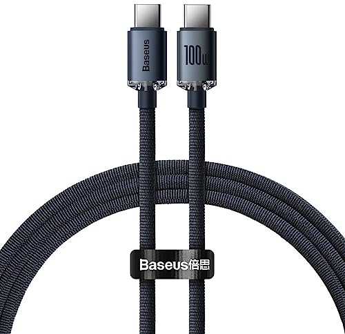 Baseus Crystal Shine USB C a USB C cable negro 1.2 metros - 100W - También apto para portátiles