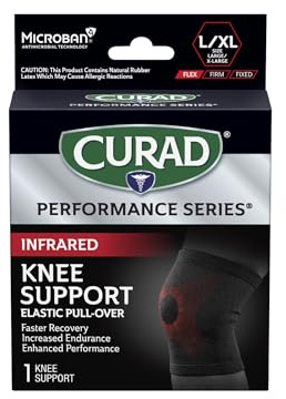 CURAD Performance Series Infrared Knee Support, Elastic Knee Sleeve for Pain Management, Compression Support for Recovery and Performance, Powered by CELLIANT Technology, Large/X-Large