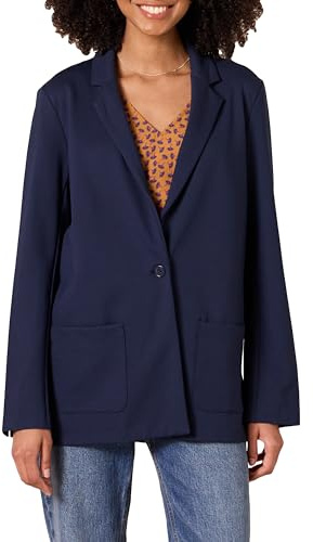 Amazon Essentials Blazer Ponte Suave de Corte Holgado Mujer, Azul Marino, S