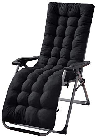 Cuscino per Lettino Prendisole con Copertura Antiscivolo e Cinghie di Fissaggio. Ampia Applicazione Cuscino Chaise Longue per Sedie a Sdraio da Giardino (Black)