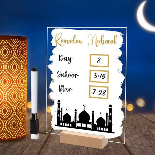 TZEKING Ramadan Calendario dell'Avvento,30 Giorni Calendario dell'Avvento Eid,Calendario Conto Alla Rovescia Scritto A Mano Fai Da Te,In acrilico,Per la decorazione di Ramadan,Conto Alla Rovescia