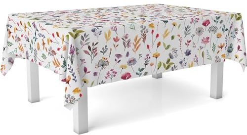 ECOMMERC3 Fleckabweisende Tischdecke für rechteckigen Tisch, Größe 300x140 cm | Schmutzabweisende Tischdecke, extra weich und wasserdicht, Garden Blumen