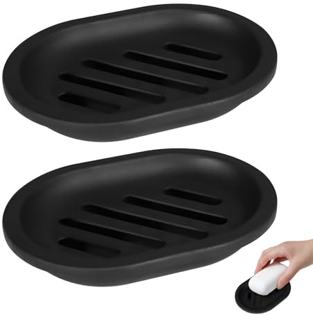 2-pack Soap Dish, Soap Holder, Soap Saver, Easy Cleaning, Dry, Stop Mushy Soap (Black)