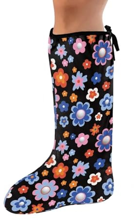 Rnyleeg Cartoon Hippie Flower Leg Cast Cover for Girls Small Cast Plaster Cover for Foot Washable Cast Covers for Shower Leg Keep The Cast Clean