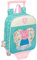 safta PEPPA PIG PRETTY FLOWERS Kindergartenrucksack mit Trolley, ideal für Kinder verschiedener Altersgruppen, bequem und vielseitig, Qualität und Widerstandsfähigkeit, 22 x 10 x 27 cm, Minzgrün /