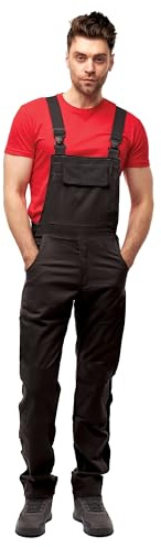 strongAnt Peto de trabajo para hombre Berlin Pro con bolsillos – Peto robusto para artesanía y construcción - Negro, Talla 50