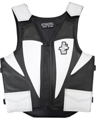 EPT Leather Bull Riding Vest v3.0 - Black & White Leather EPT Brand - Adult Large Sizes: (Medium)
