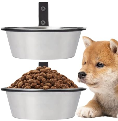 Set di ciotole per alimenti per cani da parete - alimentatore a doppia elezione in acciaio con supporto | a parete e resistente al rovesciamento. per cuccioli, gatti