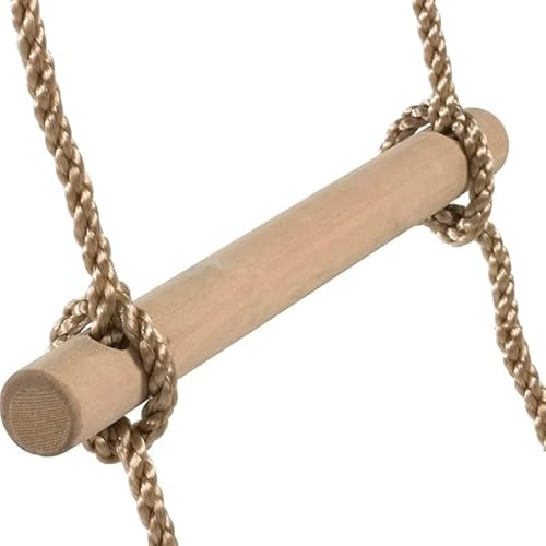 Everest's Toys Scala svedese in corda da parete, 2 m, in legno resistente, con ganci a molla, accessori per parchi giochi all'aperto e interni, per alberi da cortile e palestre della giungla