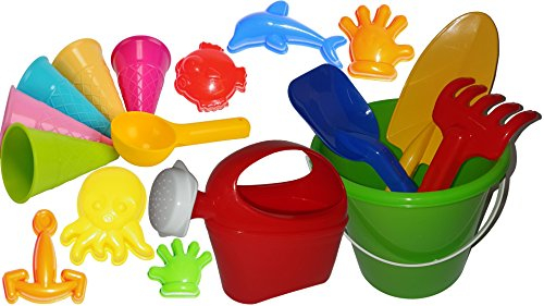 KSS 17 teiliges Mega Sandspielzeug-Set Eiswaffel mit Eisportionierer, Eimer,Schaufel, uvm...