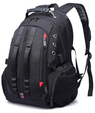 BANGE Large Laptop Backpack 17 inch Durable XL Heavy Duty Travel Backpack, 17inch Black1, 20Hx15Lx10.5W, Travel Backpacks