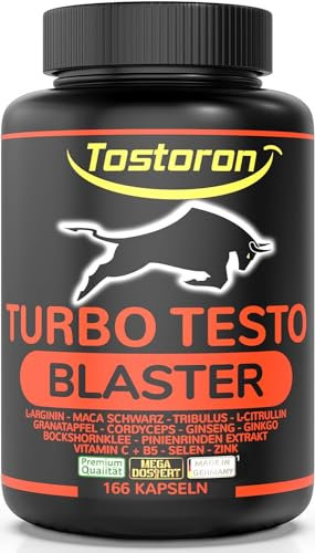 TOP TESTO¹ BLASTER hochdosiert ¹Zink trägt zum Erhalt eines normalen TESTOSTERONSPIEGELS bei - 166 Kapseln TRIBULUS, MACA SCHWARZ, Arginin, Citrullin, Cordyceps, mit 14 MEGA Zutaten, 1 Dose (1x134,1g)