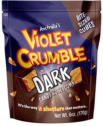 Violet Crumble Dark Chocolate Honeycomb Candy Chunks - Imported From Australia - 1 Bag