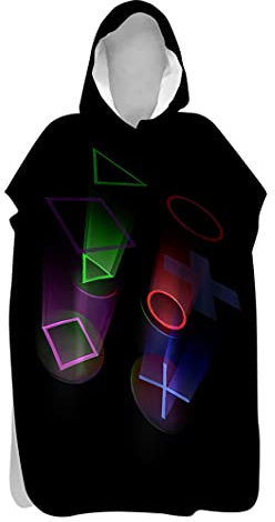 Treer Serviette Poncho Adulte Microfibre Séchage Rapide Poncho à Capuche Plage Surf, Serviette à Changement Peignoir Piscine Robe de Bain pour Homme et Femme (Forme Noire,80x145cm)