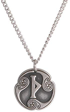 Amaxer Collar de 24 runas con talismán vikingo, joyería asatru, colgante pagano wiccano, runas nórdicas, collar de amuleto nórdico vintage para mujeres y hombres (Thurisaz)