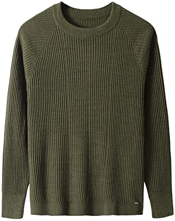 ZHILI Men's Wool Blend Crew Neck Pullover Sweater_Olive_XXXX-Large