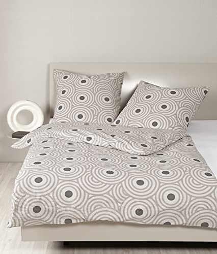 Janine Bettwäsche Seersucker Tango 135x200 + 80x80 cm Taupe