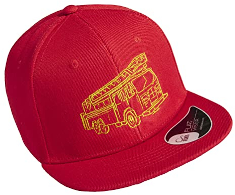 Baddery Feuerwehr Kappe Kinder - Feuerwehrmann - Jungen Cap Feuerwehrauto (One Size/Rot)