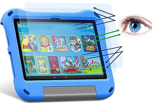 PYS Anti Blaulicht Schutzfolie für Fire 7 Kids Tablet 7 Zoll Anti Glare Kratzfest Blaulichtblock um Augen zu Schutzen 2 Stück